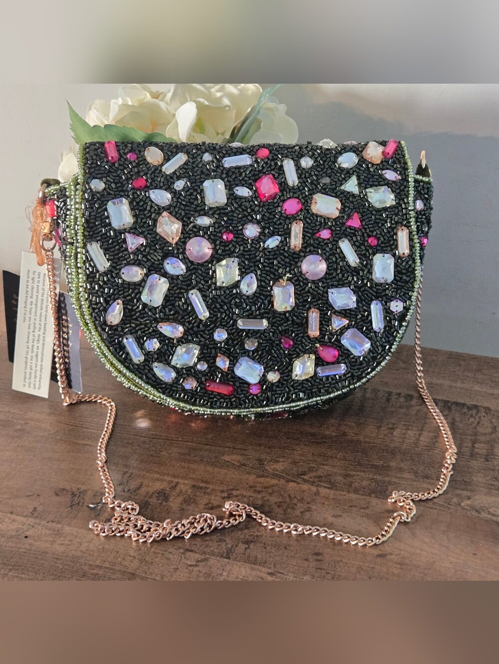NEW Green Beaded Bag | Chain Strap | Statement Evening Bag